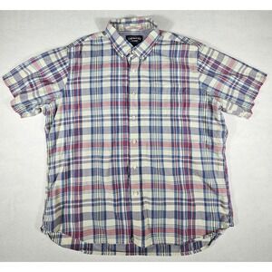 The New Ivy Brand Men XL Indian Madras Plaid Short Sleeve Button Down Shirt Blue